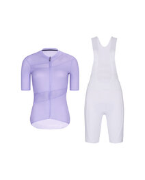 RIVANELLE Kolesarski dres kratek rokav in kratke hlače - GLAMOR - bela/vijolična